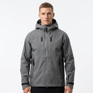 Veste coupe-vent décontractée pour homme, écologique, à capuche, en polyester/coton, style streetwear, fermeture éclair sur le devant, pour l'automne et les activités de plein air - Product Image 1