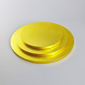 Base de gâteau ronde en carton métallisé or, jetable, blanche unie, qualité alimentaire commerciale - Product Image 3