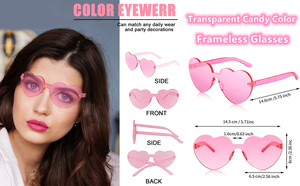 Vente en gros de lunettes de soleil en forme de cœur Lunettes de soleil couleur bonbon transparentes sans monture Lunettes de soleil de couleur Party Favor pour adultes et enfants - Product Image 2