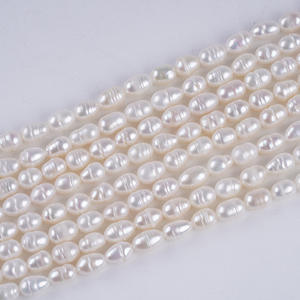 Perles d'eau douce naturelles en gros, 5-6 mm, semi-finies, blanches et roses, pour la fabrication de bijoux en collier DIY - Product Image 1