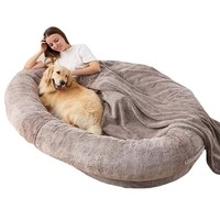 Lit pour chien de taille humaine ultime, lit géant de luxe pour personnes, avec mousse orthopédique, lit en fausse fourrure lavable pour adultes, enfants et animaux de compagnie