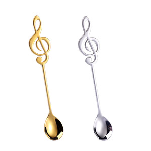 Cuillère à café en acier inoxydable 304, cuillère à mélanger, cuillère créative en forme de note de musique, cuillère en titane, cuillère à mug avec cadeau offert - Product Image 5