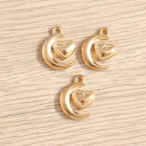 Weny, 20 piezas por paquete: Nuevo colgante de luna con diseño de corazón de melocotón, collar de pulsera con corazón, colgante accesorio para llavero - Product Image 4