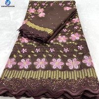 Tissus Sinya Broderie Dentelle Suisse Nigériane Africaine 100% Coton 7 Yards Style Dubaï – Élegante Harmonie pour Foulard Musulman