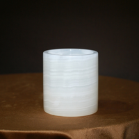 Ensemble de pots à bougies RF en onyx rose, jaune, blanc et noir, fait main, en pierre naturelle, récipient de luxe pour bougies de soja, décoration d'intérieur