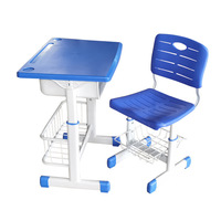 Ensemble de mobilier scolaire simple, bureau d'élève confortable et réglable avec chaise pour salle de classe