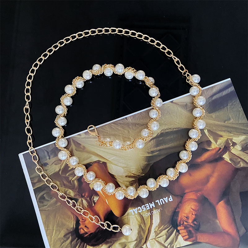 Золотая жемчужина цепочка на талию для женщин Туника ремень цепочка женские модные туфли с украшением в виде пряжки женская ремень