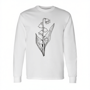 Lily Of The Valley Illustration Long Sleeve <b>T</b>-<b>Shirt</b> Wildflower <b>Garden</b> Flower Design - Product Image 2