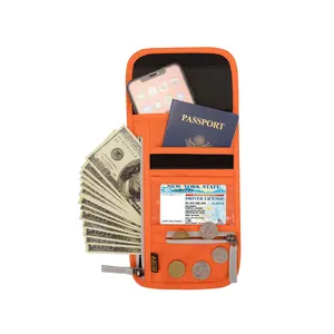 Travel RFID Blocking Neck Wallet Passport Ticket Holder Organizer Phone Pouch