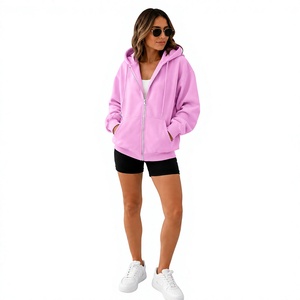 Sudadera con Capucha Extra Grande Rosa, Corte Regular, Color Sólido, Informal, Unisex, para Otoño, Material de Algodón Tejido - Product Image 4