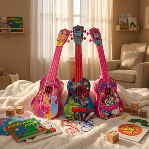 Ukelele de Juguete de Dibujos Animados de 21 Pulgadas, Instrumento Musical de Plástico, Guitarra para Niños para Aprender, Jugar y Regalar - Product Image 1
