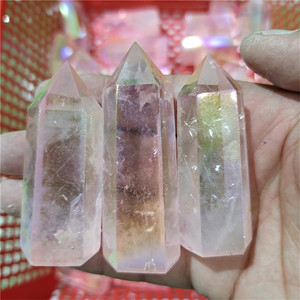 Cristaux d'âme naturels en vrac en gros, points de cristal de <span class=keywords><strong>quartz</strong></span> <span class=keywords><strong>Aura</strong></span> <span class=keywords><strong>Aqua</strong></span> Angel bleu traité - Product Image 5
