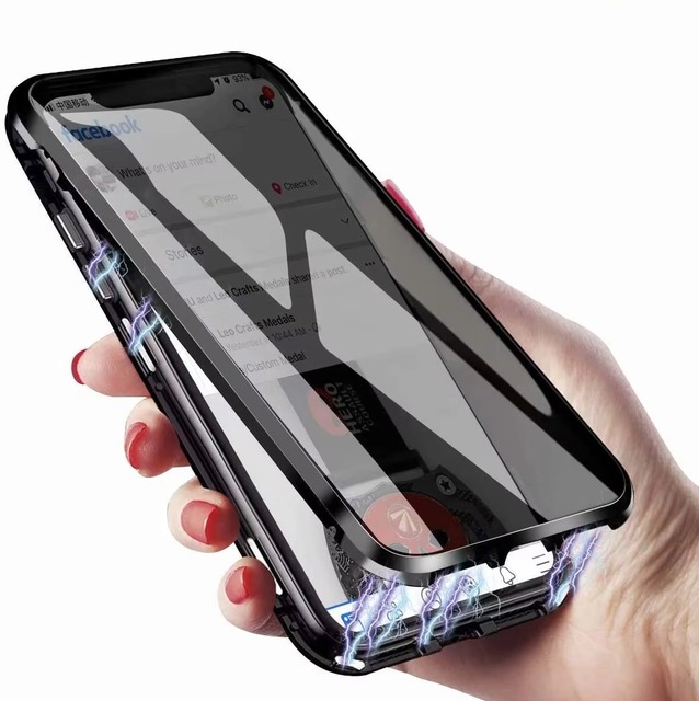 Privacy Case With Nano Tech Tempered Glass Anti Spy Magnetic Metal Protective Phone Case for Iphone 16 15 14 13