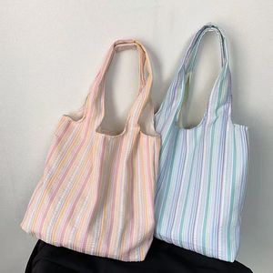 Sac fourre-tout léger pliable grande capacité en polyester à rayures arc-en-ciel, sac gilet, sac de shopping, vente en gros, LOGO personnalisé - Product Image 1