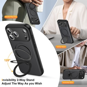 เคสกันกระแทก TPU+PC ดีไซน์ใหม่ ทนทาน ดีไซน์แม่เหล็ก สำหรับ 17 Pro Max 16 15 14 14 Plus 13 12 11  แบบด้าน พร้อมขาตั้ง - Product Image 3