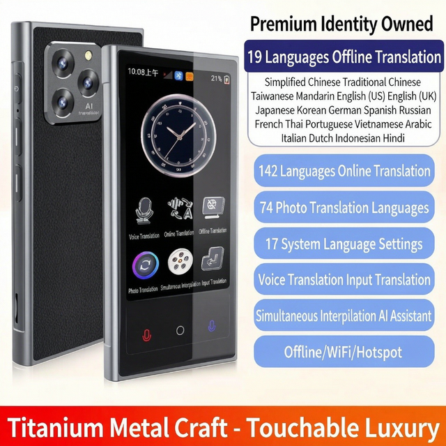 V2 Smart Language Translator With Quad Core AI Chip 0 Point 01 Second Translation 4 Inch IPS Display WiFi and BT
