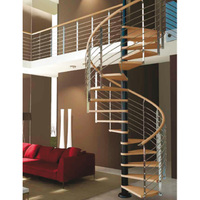 Escaliers rotatifs personnalisés, marches en bois, main courante ronde, escalier en colimaçon, balustrade en acier inoxydable, escalier hélicoïdal