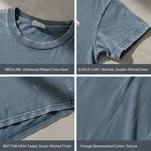 T-shirt homme en coton épais pour sports d'été en plein air, OEM/ODM, TKAN917D, logo personnalisé, coupe ample, effet vintage, prix bas. - Product Image 2