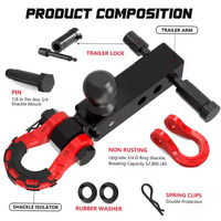 Fourniture d'usine : Support de boule d'attelage en acier robuste avec récepteur de 2 pouces pour SUV, camion et remorquage tout-terrain