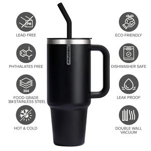 Fayren BPA Free Metal Replacement Straw with Silicone 1200ml Stainless Steel Drinking Tumbler With Handle - Product Image 4