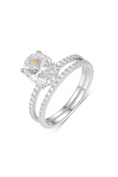 Bague de fiançailles en argent sterling 925 plaqué or avec moissanite taille ovale couleur D VVS1, anneau à double sangle pour femme