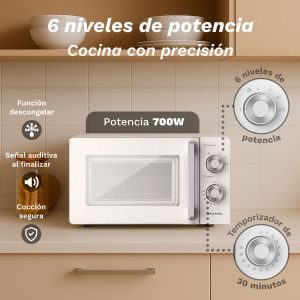 Forno a Microonde Grunkel 20L 700W Bianco con 6 Livelli di Potenza - Product Image 5