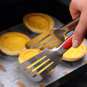 Stainless Steel Three Line Tongs Oil Control Kitchen Food Clamp Oven Safe For Grilling Baking Pancake Steak Bread Handling - Product Image 1