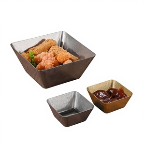 YolecenVintage Plat à sauce carré en acier inoxydable 304, design rétro de luxe léger, bol à snack pour restaurant occidental ancien, frites - Product Image 1