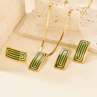 Ensemble de bijoux au design minimaliste, nouveau modèle carré à texture rayée, plaqué or 18 carats pour femmes