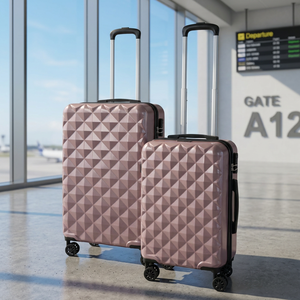Set of 2 Rosa Gold Diamond Hard Shell <b>Suitcases</b> High Quality Durable Lightweight Stylish 4-Wheel 360 Spinner <b>Trolley</b> for Women - Product Image 2