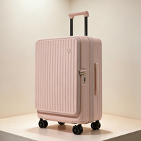 Ensemble de 3 valises spinner légères avec couvercle à ouverture rapide frontale, bagages extensibles à roulettes 20/24 pouces
