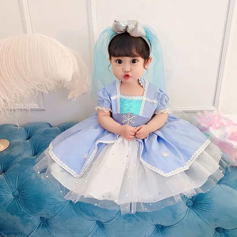 2020 Short Sleeve Princess Fever Dress Party Play Anna Elsa Toddler Little Girl Baby Anna Dress Cosplay Costumes