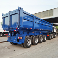 Remorque benne basculante arrière robuste à 3/4 essieux, capacité 40M3 42M3 45M3, pour camion de transport de marchandises en forme de U, 80T 100T 120T