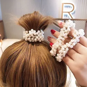 Groothandel Mode Haaraccessoires Elastische Parel Haarband Vrouwen Meisjes Haar Stropdassen Kristallen Hoofdbanden Haartouw Armband