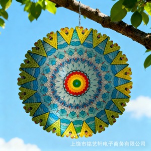 Carillon à vent rotatif 3D pour extérieur, décoration de jardin, artisanat en métal, mandala, ornement décoratif, forme irrégulière, finition peinte - Product Image 4