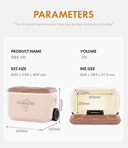 กล่องเก็บความเย็นขนาดใหญ่ 39 ลิตร ICEMASTER แบบมีล้อ กล่องเก็บน้ำแข็งแบบพกพาพร้อมล้อทนทานและหูหิ้ว สำหรับตั้งแคมป์ ปิกนิก และชายหาด - Product Image 4