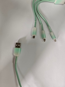 Kabel Pengisian Cepat <span class=keywords><strong>3</strong></span> in 1 Nylon Hitam Gradien 1.2M Konduktor Tembaga Murni untuk Power Bank, Ponsel, Kamera, Perangkat IOS - Product Image 3