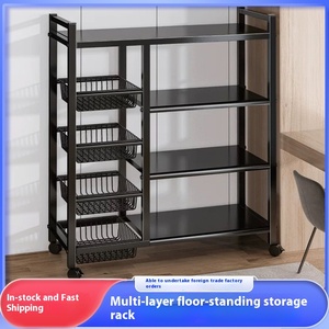 Multi-Layer Metal Kitchen Rack Floor-Standing Vegetable Basket Storage Multi-Functional <strong>Microwave</strong> Oven <strong>Shelf</strong> for Kitchen - Product Image 4