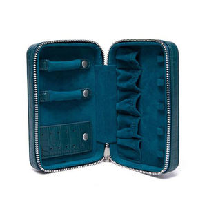 Custom PU Crocodile Travel Jewelry Box Lady PU Leather Zipper Closure Earring Jewelry Storage Box Travel Jewelry Organizer