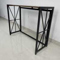 Table pliante en métal pour entrée avec dessus en bois rustique