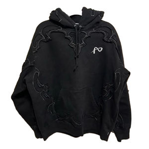 定制男装仿旧套头衫连帽衫酸洗复古水洗男士街装定制贴花刺绣连帽衫 - Product Image 6