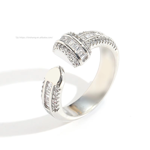 New Hip Hop Open <b>Ring</b> T Square Zircon Geometric Hip Hop <b>Ring</b> - Product Image 5