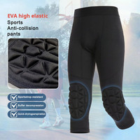 Pantalons de compression pour jeunes garçons avec genouillères pour le basketball, leggings rembourrés 3/4 pour le football, collants de sport athlétiques