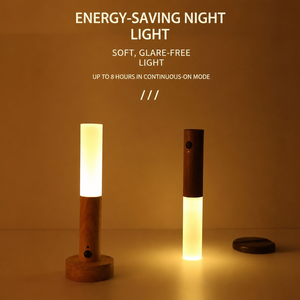 Lámpara de Pared Creativa con Diseño de Madera, Luz Nocturna LED con Control Remoto, Regulable, con Succión Magnética para Dormitorio y Pasillo - Product Image 3