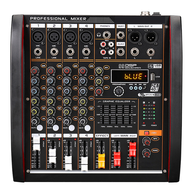 Factory Hot Sale Built-In 99 Kinds Dsp Effect Sound Mixer Audio Mixer Digital Usb Blue-Tooth Audio Mixer