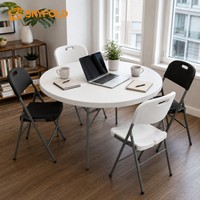 Kit de banquet tout-en-un : tables pliantes en plastique et chaises en métal pour les fêtes