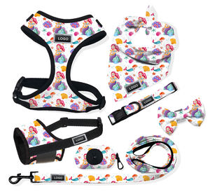 Kit de arnés, collar y correa para perros 7 en 1 con estampado de sirena blanca personalizado OEM para todas las razas de gatos y perros - Product Image 1