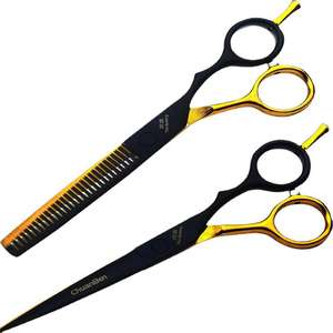 กรรไกรตัดผม ChuanBen สีดำทอง โค้งเดี่ยว ผลิตจากเหล็กกล้าไร้สนิม 440C ด้ามยาว ใบมีดคม สำหรับมืออาชีพ - Product Image 4