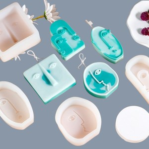 Abstract Human Face Silicone Mold For Candle Soap Making DIY Craft Supply Irregular Shape Transparent White - Product Image 4