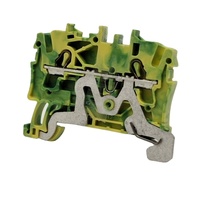 Morsetto a gabbia a pressione per terminale di terra a 2 conduttori, su guida DIN, 2.5mm², verde-giallo, nuovo di zecca, originale tedesco, in stock (2002-1207)